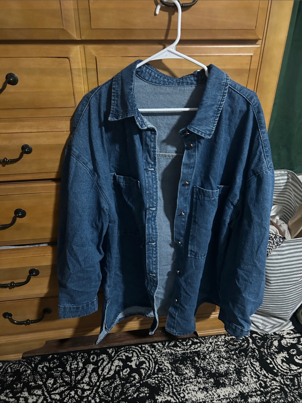Denim Button-Front Jacket - Blue